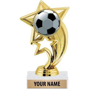 6" Gold Soccer Ball Trophies, Custom Star Rocket Soccer Ball Trophy Award Prime