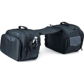 Kuryakyn 5209 Momentum Outrider Expandable Motorcycle Travel Luggage: Weather Resistant Throw-Over Saddlebags, Black