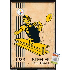 NFL Pittsburgh Steelers - Retro Logo 14 Wall Poster with Push Pins