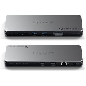 Satechi Thunderbolt 4 DisplayLink Docking Station 12 in 1 with 96W Charging, 2 HDMI 8K/60Hz, up to 40Gbps Data Transfer, 2 USB A, Ethernet, Thunderbolt 4 Hub for Mac/Windows