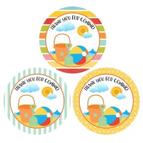 Beach Thank You Sticker Labels by Adore By Nat - Boy Girl Children Birthday Baby Shower Party Supplies - Set of 30