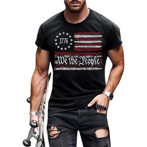 1776 We The People Shirt Mens 4th of July Shirts American Flag Patriotic Short Sleeve T-Shirt