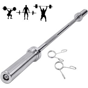Olympic Barbell 4ft Weight Bar Solid Steel Straight Weightlifting Bar Heavy Duty Strength Training Barbell with 2 Collars for Home Gym Fitness Exercise