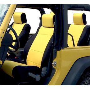 GEARFLAG Neoprene Seat Cover Custom fits Wrangler 2007-2017 JK 2 Door Full Set (No Side Airbag | Front + Rear Seats) (2-Door Yellow/Black)