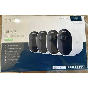 Arlo outdoor Ultra 2 Spotlight Camera Wire Free Security System 4 Pack with Total Security