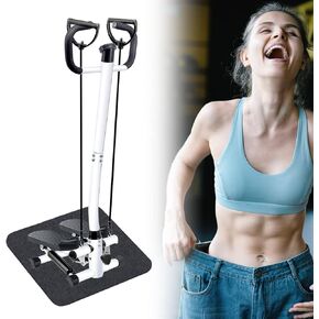 Stair Steppers with Handrail & Resistance Bands for Exercise - 2 Ways to Use, Mini Step Machine Fitness Stepper with Display for Full Body Training, 300 lbs Weight Capacity