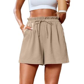 SUEANI Women's Casual Shorts Drawstring Elastic Waist Shorts Summer Beach Shorts with Pockets