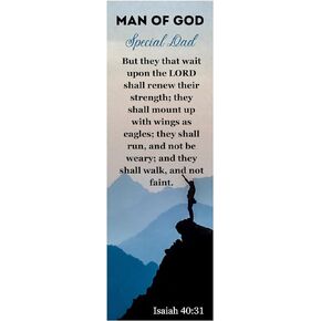 Happy Father's Day Man of God Special Dad Gift for Fathers They That Wait Upon The Lord Bookmarks Church Gifts for Men Bulk (50 Count) Proudly Made in USA