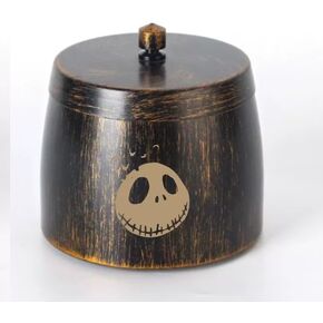 Jack Skellington Mini Trash Can w/Lid, Halloween Nightmare Before Christmas Tiny Garbage Bin for Office Countertop,Desk Tabletop, Car Garbage Cans
