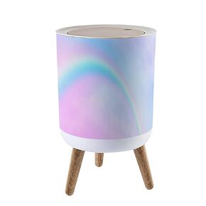 Small Trash Can with Lid Boho Rainbow Pastel spring kids clipart set moon and sun baby design Garbage Bin Round Waste Bin Press Cover Dog Proof Wastebasket for Kitchen Bathroom Living Room 1.8 Gallon