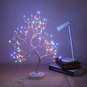 Led Bonsai Tree with 8 Modes 20 Inches Fairy Light Spirit Tree with Automatic 6 Hours Timer Function Battery or USB Powered Spring Wedding Table Centerpiece Decoration (Multicolored)