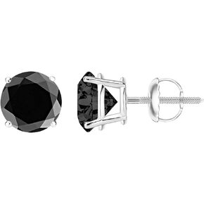1/2-10 Carat Total Weight Black Diamond Stud Earrings 4 Prong Screw Back