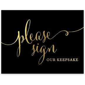 Andaz Press Wedding Party Signs, Black and Metallic Gold Ink, 8.5x11-inch, Please Highlight Your Favorite Bible Verse for the New Mr. & Mrs., 1-Pack, Unframed