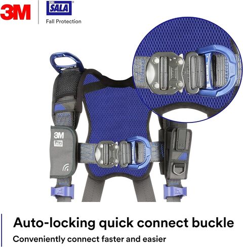 3M 1113704 DBI-SALA ExoFit X300 Climbing/Positioning/Rescue Safety Harness Fall Protection, OSHA, ANSI, Back, Hip, Front, and Shoulder D-Rings, Auto-Locking Quick Connect Leg and Chest Buckles, Small in Saudi Arabia