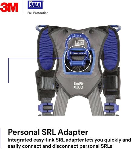 3M 1113704 DBI-SALA ExoFit X300 Climbing/Positioning/Rescue Safety Harness Fall Protection, OSHA, ANSI, Back, Hip, Front, and Shoulder D-Rings, Auto-Locking Quick Connect Leg and Chest Buckles, Small in Saudi Arabia
