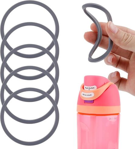 6 Pack Water Bottle Gasket Replacement for Owala FreeSip, Silicone Lid Seal O Ring Sealing Gaskets Replacement Parts Accessories Compatible with Owala Stainless Steel Cup (Grey) in Saudi Arabia