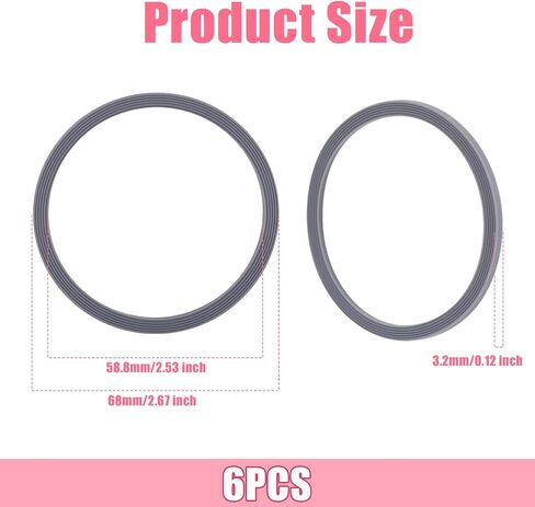 6 Pack Water Bottle Gasket Replacement for Owala FreeSip, Silicone Lid Seal O Ring Sealing Gaskets Replacement Parts Accessories Compatible with Owala Stainless Steel Cup (Grey) in Saudi Arabia