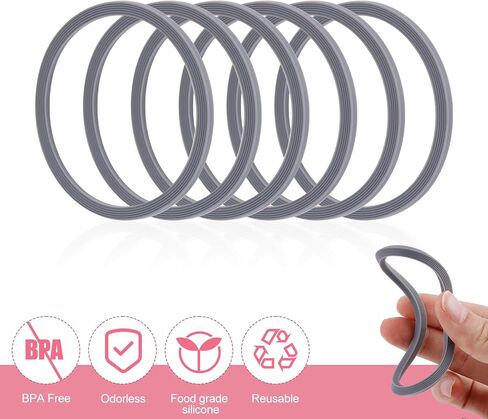6 Pack Water Bottle Gasket Replacement for Owala FreeSip, Silicone Lid Seal O Ring Sealing Gaskets Replacement Parts Accessories Compatible with Owala Stainless Steel Cup (Grey) in Saudi Arabia