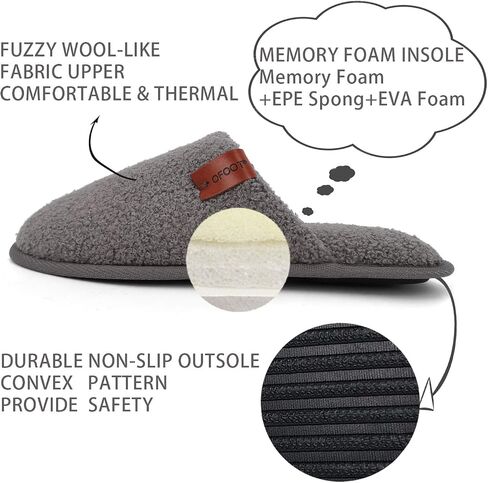 ofoot Womens Warm Fuzzy House Slippers Indoor Slip On Bedroom Shoes with Memory Foam Insole Non Skid Rubber Soles in Saudi Arabia