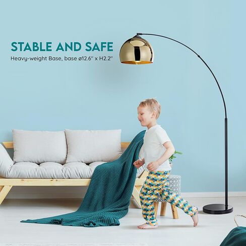 NW Archiology Arc Floor Lamp, 67" Height Gold Floor Lamp with Floor Switch and Stable Marble Base, The Unique Curved Design is Ideal for Living Room Reading Bedroom Home Office in Saudi Arabia