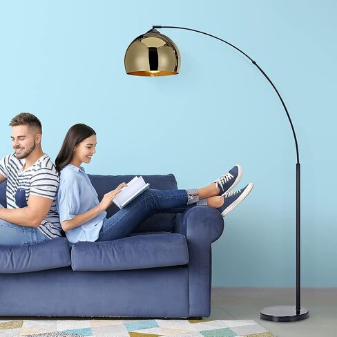 NW Archiology Arc Floor Lamp, 67" Height Gold Floor Lamp with Floor Switch and Stable Marble Base, The Unique Curved Design is Ideal for Living Room Reading Bedroom Home Office in Saudi Arabia