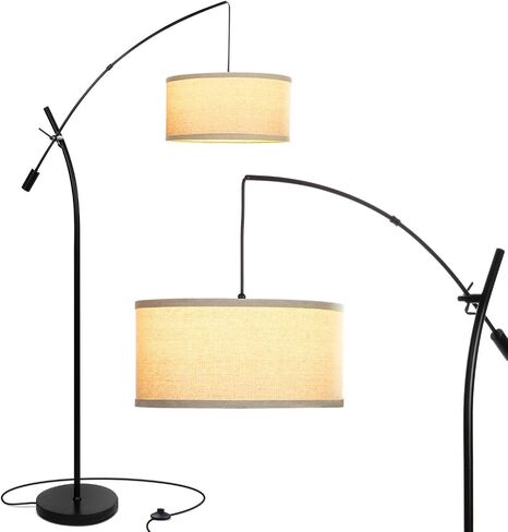 Brightech Grayson LED Floor Lamp, Modern Arc Lamp for Office & Living Room, Tall Lamp with Adjustable Arm, Standing Lamp in Industrial Style for Bedroom Reading - Black in Kuwait