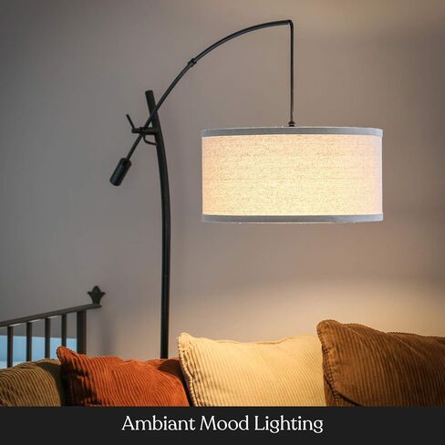 Brightech Grayson LED Floor Lamp, Modern Arc Lamp for Office & Living Room, Tall Lamp with Adjustable Arm, Standing Lamp in Industrial Style for Bedroom Reading - Black in Kuwait