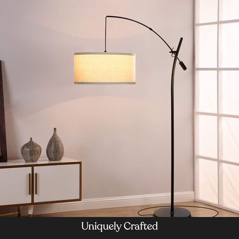 Brightech Grayson LED Floor Lamp, Modern Arc Lamp for Office & Living Room, Tall Lamp with Adjustable Arm, Standing Lamp in Industrial Style for Bedroom Reading - Black in Kuwait