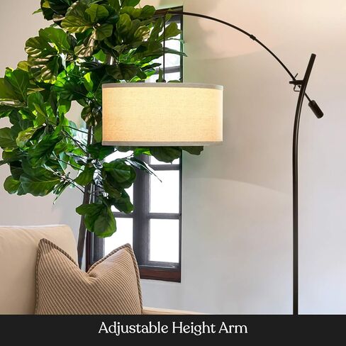 Brightech Grayson LED Floor Lamp, Modern Arc Lamp for Office & Living Room, Tall Lamp with Adjustable Arm, Standing Lamp in Industrial Style for Bedroom Reading - Black in Kuwait