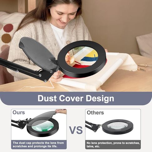 Magnifying Glass with Light with Base Controler, 5 Color Modes Stepless Dimmable LED Lighted Desk Lamp,Magnifying Glass with Light and Stand, Hands-Free Desk Magnifier Light for Craft Hobby Painting in Kuwait