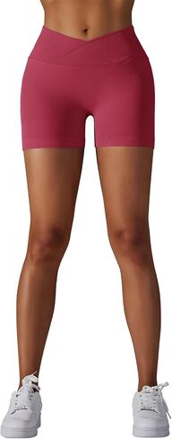 JBT Yoga Shorts for women V Crossover Stretch High Waist Leggings Biker Shorts Women Workouts Seamless Butt Lift and Shape in Saudi Arabia
