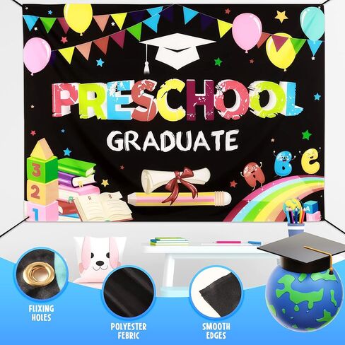 لافتة خلفية للتخرج في مرحلة ما قبل المدرسة مقاس 7 × 5 أقدام، ديكورات التخرج لمرحلة ما قبل المدرسة 2024، دعائم كشك تصوير خلفية للتصوير الفوتوغرافي لمرحلة ما قبل الروضة للأطفال (PreK D1) in Kuwait