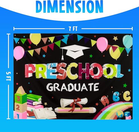 لافتة خلفية للتخرج في مرحلة ما قبل المدرسة مقاس 7 × 5 أقدام، ديكورات التخرج لمرحلة ما قبل المدرسة 2024، دعائم كشك تصوير خلفية للتصوير الفوتوغرافي لمرحلة ما قبل الروضة للأطفال (PreK D1) in Kuwait