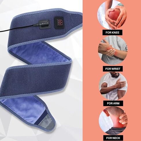 وسادة ملفوفة بتدفئة الذراع للكوع والذراع والمعصم والكاحل والركبة | جهاز تدفئة الأكمام الكهربائية | دعامة تسخين للساعد والجزء العلوي من الذراع مع 3 إعدادات للحرارة وسلك طاقة طويل 78 بوصة in Kuwait