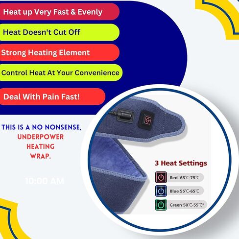 وسادة ملفوفة بتدفئة الذراع للكوع والذراع والمعصم والكاحل والركبة | جهاز تدفئة الأكمام الكهربائية | دعامة تسخين للساعد والجزء العلوي من الذراع مع 3 إعدادات للحرارة وسلك طاقة طويل 78 بوصة in Kuwait