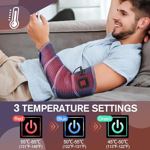 وسادة ملفوفة بتدفئة الذراع للكوع والذراع والمعصم والكاحل والركبة | جهاز تدفئة الأكمام الكهربائية | دعامة تسخين للساعد والجزء العلوي من الذراع مع 3 إعدادات للحرارة وسلك طاقة طويل 78 بوصة in Kuwait