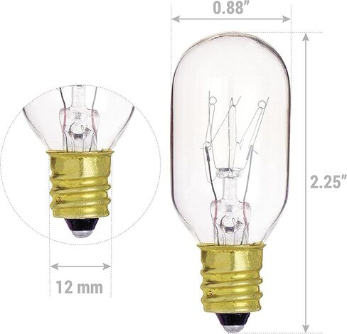KOR (عبوة من 6) 15T7/C - مصباح الملح المتوهج الشفاف 15 وات ومصباح الأجهزة - لمبة الإضاءة T7 - ​​مع قاعدة الشمعدانات E12 - 15T7 in Kuwait