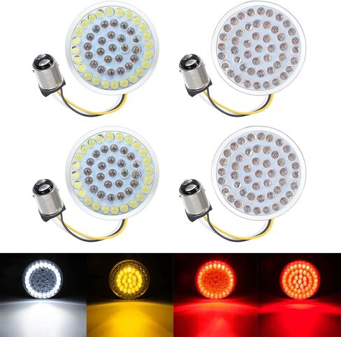 PBYMT 2 بوصة رصاصة 1157 LED ضوء إشارة الانعطاف الأمامي والخلفي متوافق مع Harley Davidson Sporster Touring Road King Electra Street Glide 1997-2024 in Kuwait