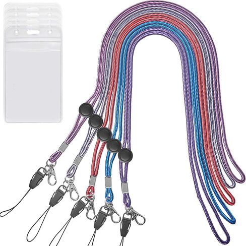 YOUOWO 5 Pack Circle Lanyards with Vertical ID Badge Holder Adjustable Neck Coloured Lanyard,for Women Keys Cruise Office in Saudi Arabia