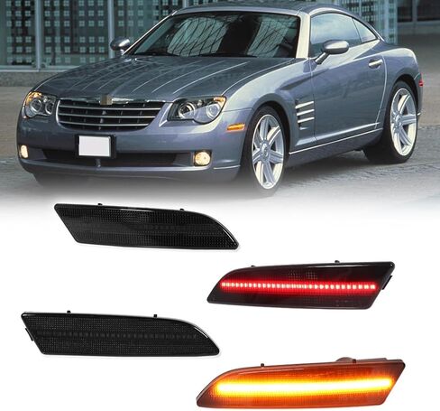 Front Amber Lens & Rear Red Lens Bumper Side Marker Reflector Light Housing Assembly Compatible with 2004 2005 2006 2007 2008 Chrysler Crossfire, pack of 4 in Saudi Arabia