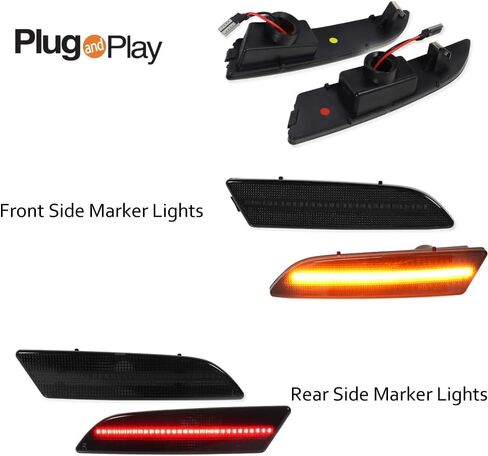 Front Amber Lens & Rear Red Lens Bumper Side Marker Reflector Light Housing Assembly Compatible with 2004 2005 2006 2007 2008 Chrysler Crossfire, pack of 4 in Saudi Arabia