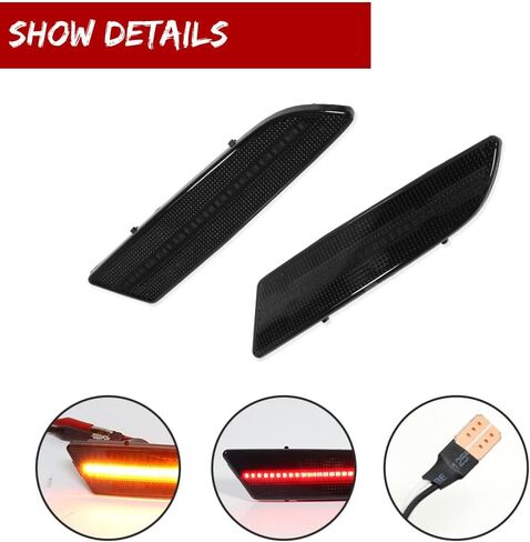 Front Amber Lens & Rear Red Lens Bumper Side Marker Reflector Light Housing Assembly Compatible with 2004 2005 2006 2007 2008 Chrysler Crossfire, pack of 4 in Saudi Arabia