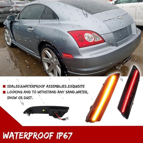 Front Amber Lens & Rear Red Lens Bumper Side Marker Reflector Light Housing Assembly Compatible with 2004 2005 2006 2007 2008 Chrysler Crossfire, pack of 4 in Saudi Arabia
