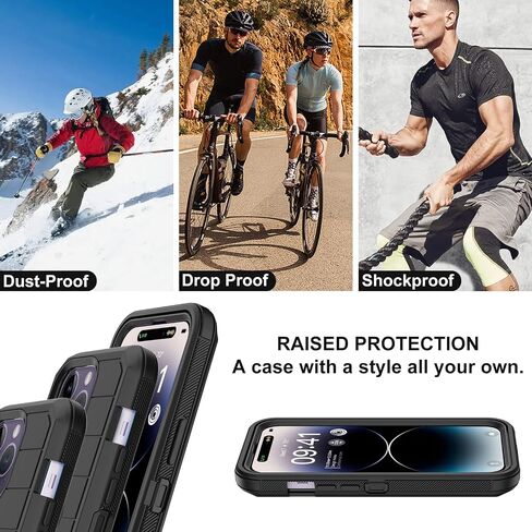 حافظة Annymall لهاتف iPhone 14 Pro Max مع واقي شاشة، هيكل كامل مقاوم للصدمات وحماية من السقوط ومقاوم للغبار وشديد التحمل من 3 طبقات غطاء متين عسكري لهاتف Apple iPhone 14 Pro Max 6.7 بوصة (أسود) in Kuwait