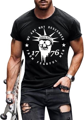 1776 We The People Shirt Mens 4th of July Shirts American Flag Patriotic Short Sleeve T-Shirt in Saudi Arabia