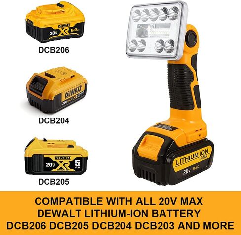 Hipoke 18W Dewalt Light Powered by Dewalt 20V Max Lithium-ion Batteries, 2000LM Flashlight Spotlight with USB Port, LED Work Light 110 Degree Pivoting Head Zinc Alloy… in Saudi Arabia