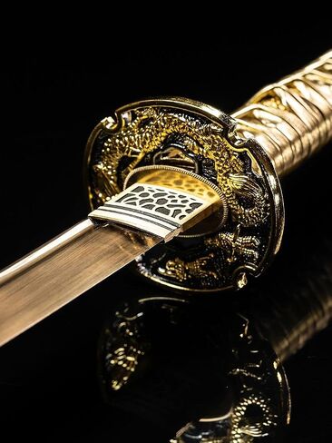 Mini Katana - Full Sized Katana, Sharpened 1060 Carbon Steel Blade - Full Tang - Scabbard, Stand, Dust Bag, and Hard Case Included - for Light Cutting, Practice, and Display in Saudi Arabia