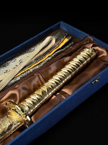 Mini Katana - Full Sized Katana, Sharpened 1060 Carbon Steel Blade - Full Tang - Scabbard, Stand, Dust Bag, and Hard Case Included - for Light Cutting, Practice, and Display in Saudi Arabia