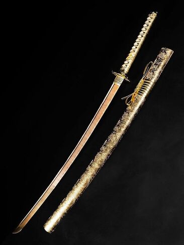 Mini Katana - Full Sized Katana, Sharpened 1060 Carbon Steel Blade - Full Tang - Scabbard, Stand, Dust Bag, and Hard Case Included - for Light Cutting, Practice, and Display in Saudi Arabia
