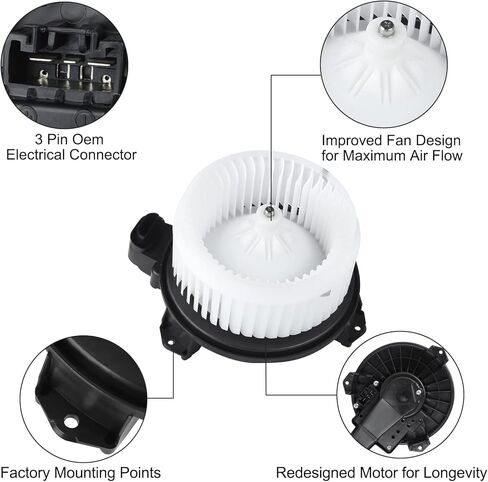 محرك منفاخ سخان HVAC 700249 مع قفص مروحة متوافق مع 2009-2019 Toyota Corolla، 2010-2015 Prius، 2012-2017 Prius V - يستبدل # 87103-02210 75839 مجموعة مروحة محرك تكييف الهواء in Kuwait